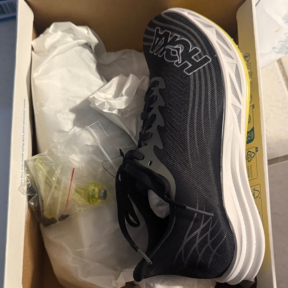 Hoka Black and White Athletic Shoes